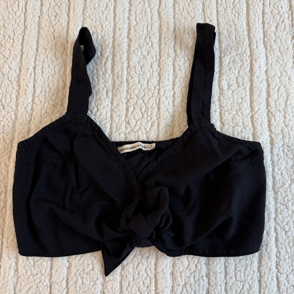 Abercrombie & Fitch Women's Tie Front‎ Tank Top Black Whimsygoth Punk Preppy S